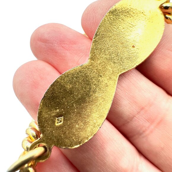 Vintage Gucci Womens Belt Or Necklace Gold Plated Red Green Enamel 36 Inch - Picture 6 of 7